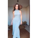 Vestido Rib Gola Alta Cinza 
