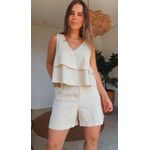 Conjunto Chiclé Regata E Short Básico Luiza Creme