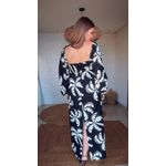 Vestido Longo Manga Coqueirada Estampado
