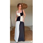 Vestido Bicolor Deslocada Estampado