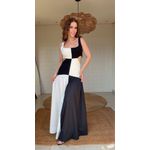 Vestido Bicolor Deslocada Estampado
