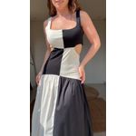 Vestido Bicolor Deslocada Estampado