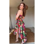 Vestido Assimétrico Folhagem Estampado