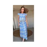 Saia Bordada Nicole Azul Claro