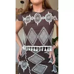 Blusa Bordada Nicole Marrom Cafe