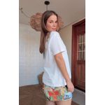 Tshirt Media Calopsita Bege Ostra Estampado