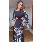 Vestido Manga Lenço Tropicano Estampado