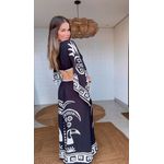 Vestido Manga Lenço Tropicano Estampado