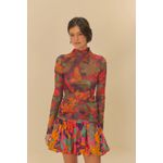 Blusa Gola Tule Floral Tropical Estampado