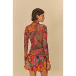 Blusa Gola Tule Floral Tropical Estampado