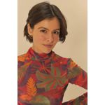 Blusa Gola Tule Floral Tropical Estampado