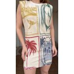 Vestido Curto Ombreira Brasil Vintage Estampado