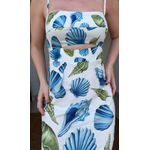 Vestido Longo Reto Concha Litoral Estampado