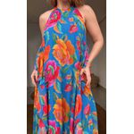 Vestido Babados Rosas Pintadas Estampado