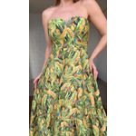 Vestido Longo Floresta De Passaros Estampado