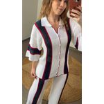 Conjunto Calça Crochê Listrado Off White