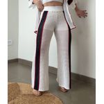 Conjunto Calça Crochê Listrado Off White