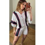 Conjunto Short Crochê Listra Off White