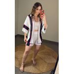 Conjunto Short Crochê Listra Off White