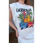 Vestido Curto Engranado Off White Estampado