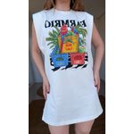 Vestido Curto Engranado Off White Estampado