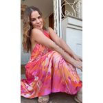 Vestido Frente Única Lirio Tropical Estampado