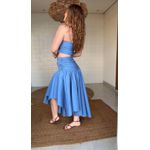 Vestido Longo Barrado Assimétrico Estampado