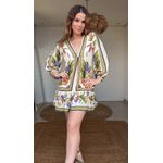 Vestido Curto Lenço Tropical Estampado