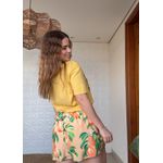 Short Pera Chic Laranja Estampado
