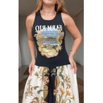 Vestido Midi Lenço Moldura Conchas Estampado