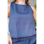 Blusa Elissay Risca De Giz Preto