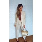 Blazer Risca De Giz Juju Chiclé Bege 