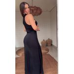 Vestido Rib Gola Alta Preto