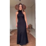 Vestido Rib Gola Alta Preto