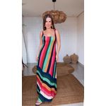 Vestido Listra Onda De Cor Estampado