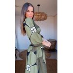 Vestido Mangas Flor Bela Estampado