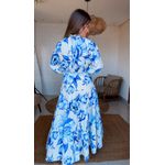 Vestido Longo Manga Chita Porcelana Estampado