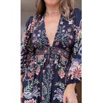 Vestido Longo Manga Jardim Maravilhoso Estampado