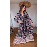Vestido Longo Manga Jardim Maravilhoso Estampado