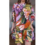 Vestido Curto Folhagem De Inverno Estampado