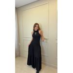 Vestido Cropped Marias Bordado Coqueiro Preto