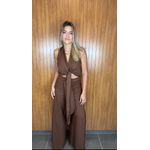 Conjunto Top E Calça Joanna Marrom