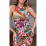 Vestido Tule Folhagem De Inverno Estampado