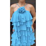 Vestido Chiclé Flor Azul