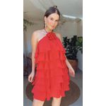 Vestidos Camadas Flor Chiclé Vermelha