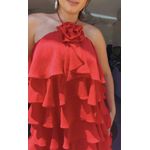 Vestidos Camadas Flor Chiclé Vermelha