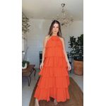 Vestido Longo Babados Laranja