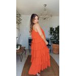 Vestido Longo Babados Laranja