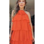 Vestido Longo Babados Laranja