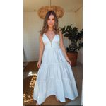 Vestido Longo Franzido Alcinha Off White